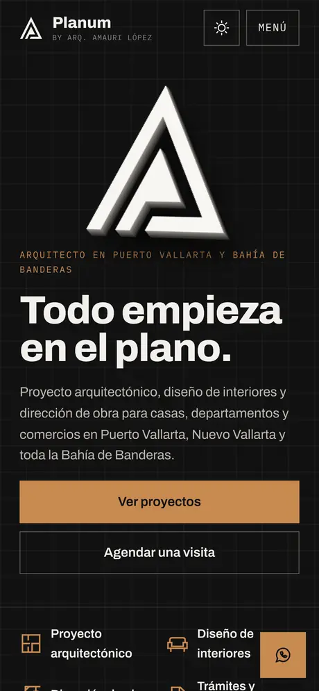 Planum Arquitectos: página Inicio en celular