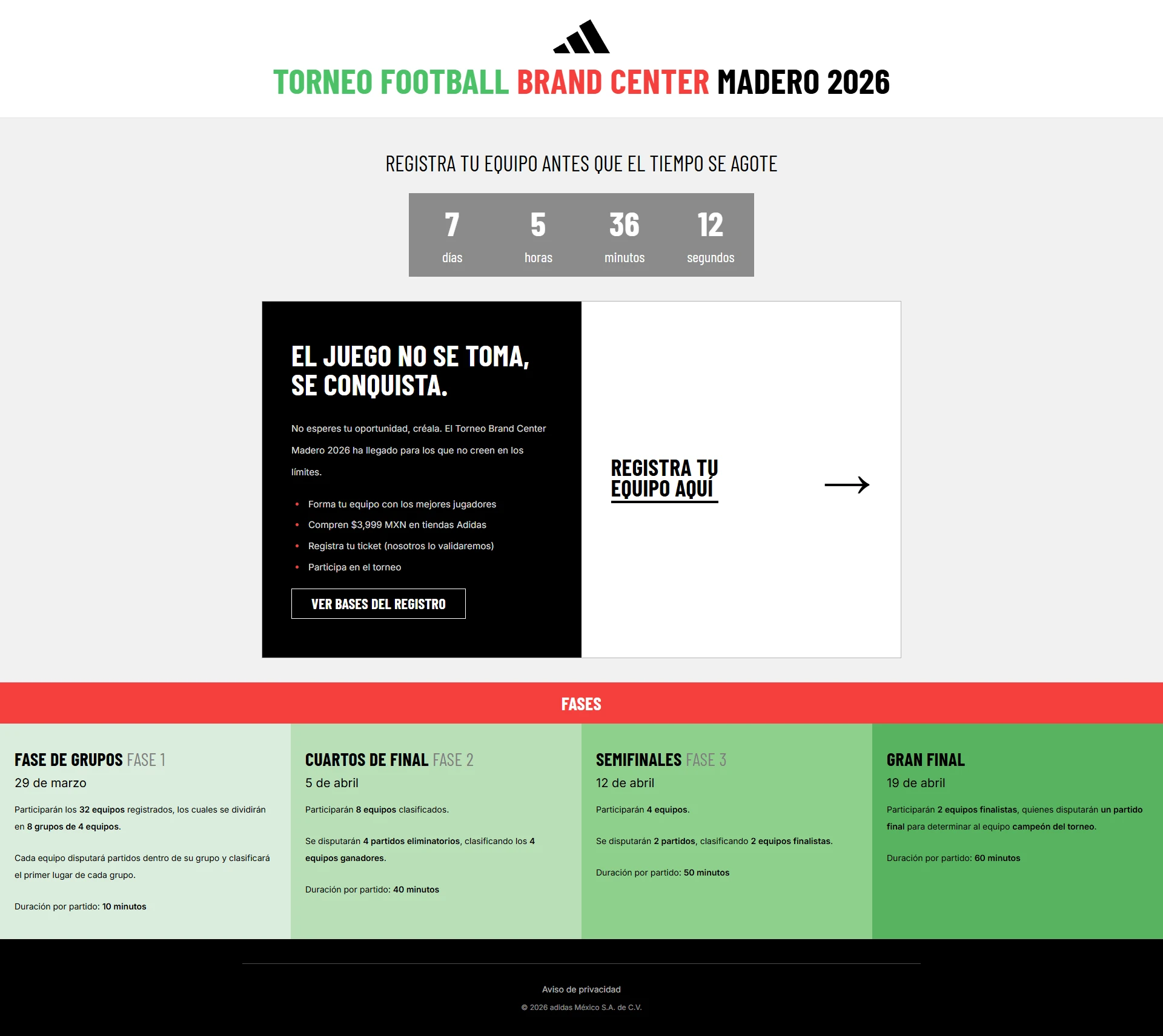 Plataforma de Torneos de Fútbol: vista completa del sitio